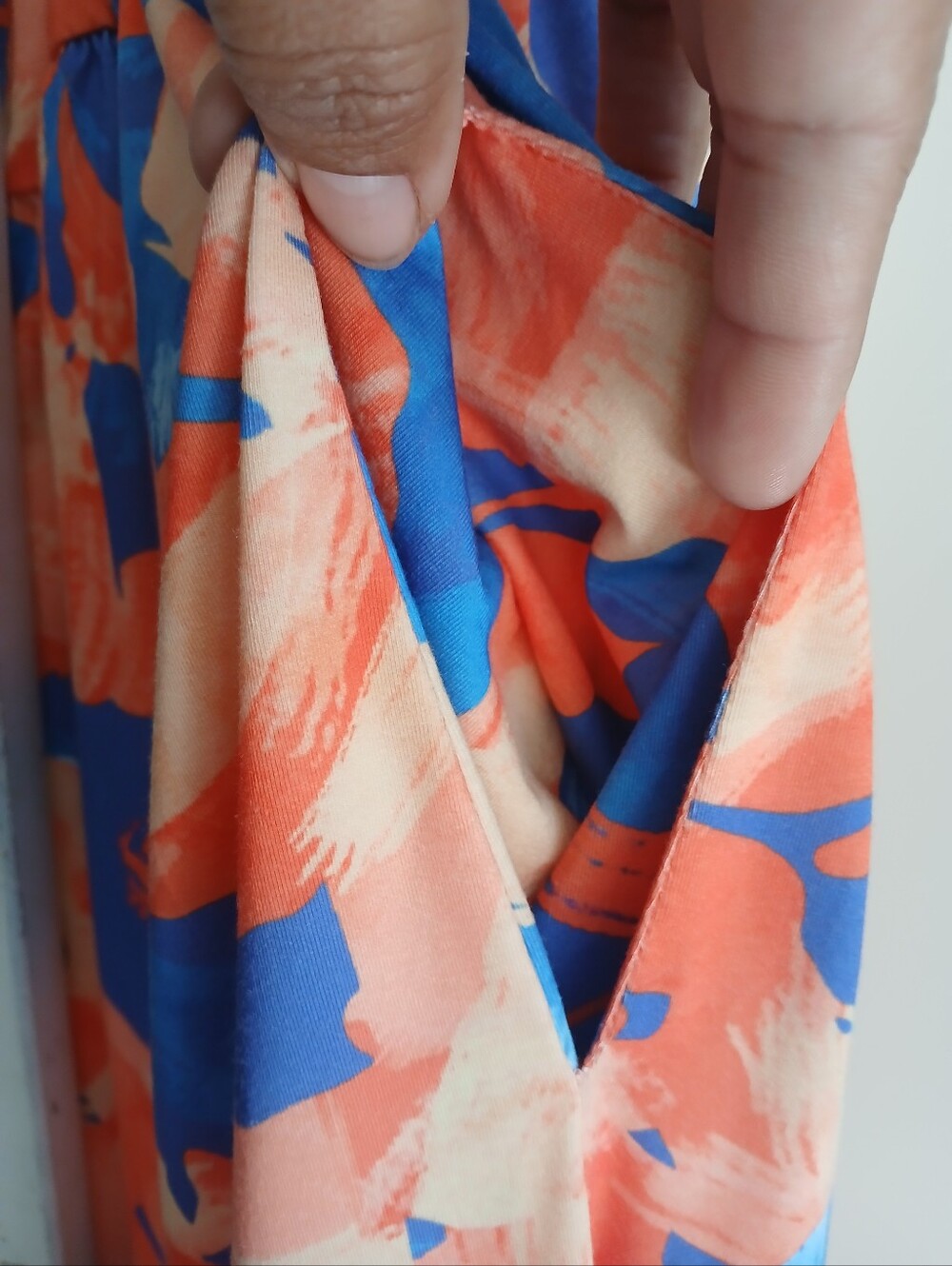GRACE KARIN Criss Cross Halter Floral Maxi Dress Orange Blue Size L with Pockets - Picture 14 of 14